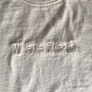 Upstanders “wasted” Long Sleeve Tee, Beige, Cream, Size L